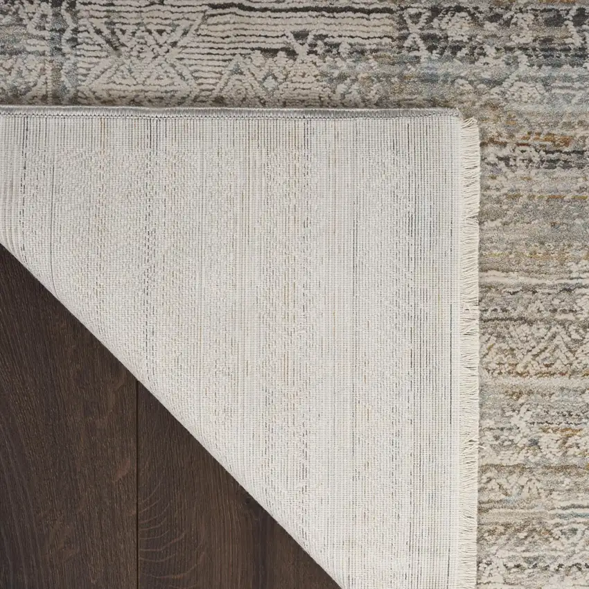 Beige And Ivory Geometric Area Rug Photo 7