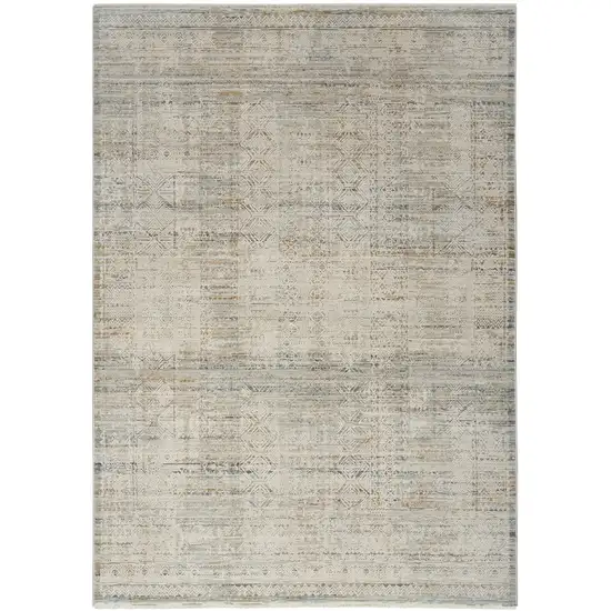 Beige And Ivory Geometric Area Rug Photo 2