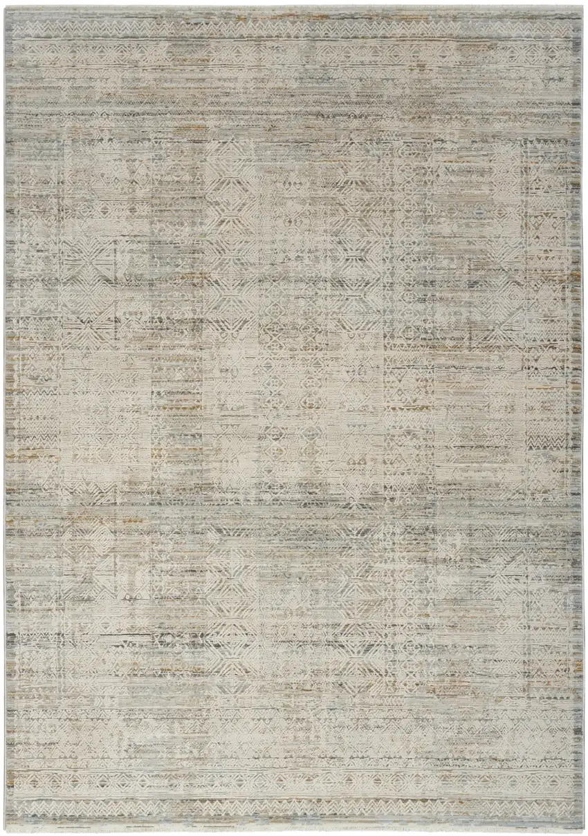 Beige And Ivory Geometric Area Rug Photo 2