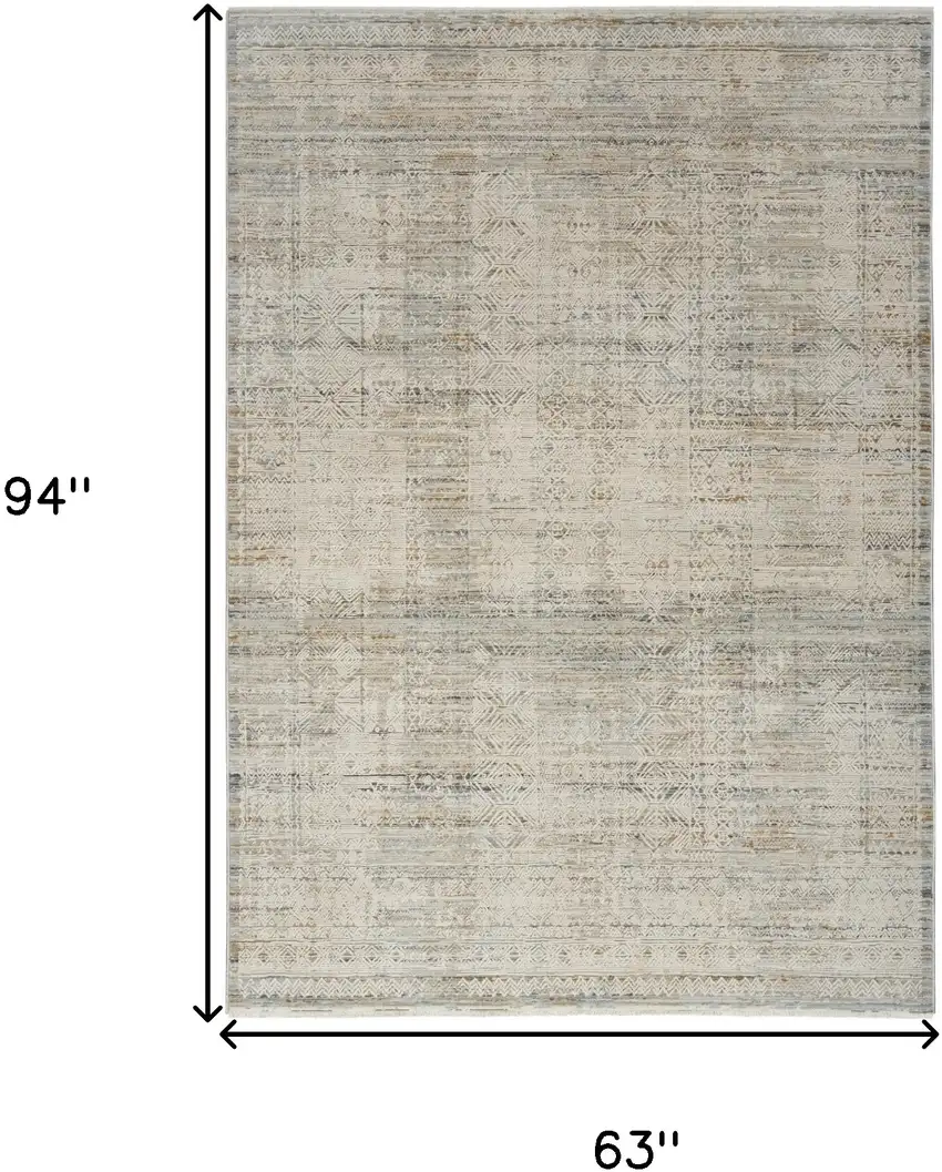 Beige And Ivory Geometric Area Rug Photo 3