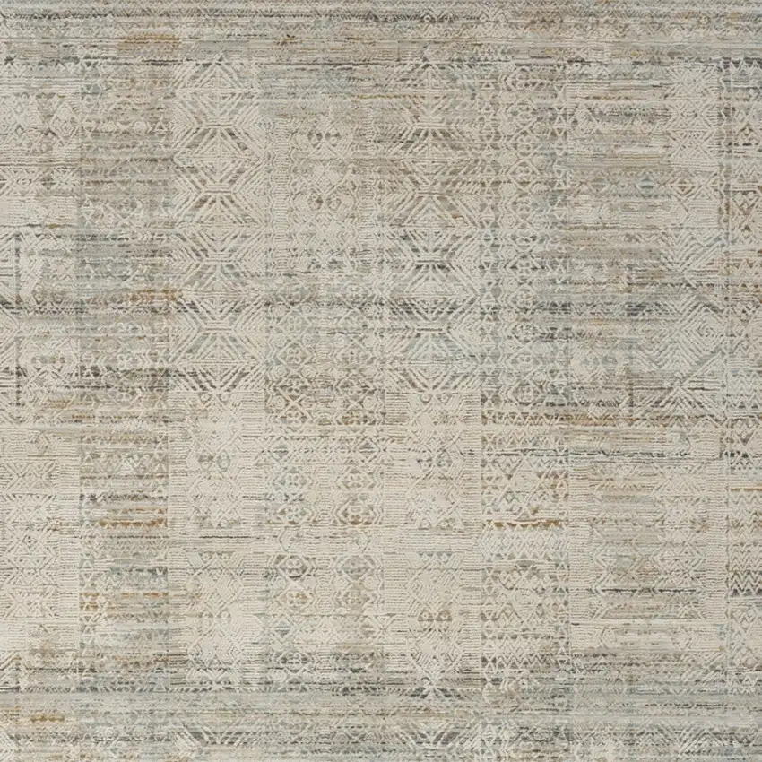 Beige And Ivory Geometric Area Rug Photo 8