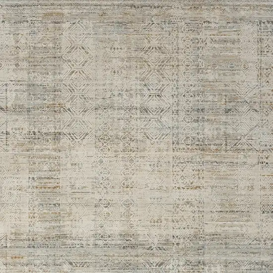 Beige And Ivory Geometric Area Rug Photo 8
