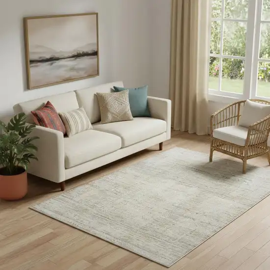 Beige And Ivory Geometric Area Rug Photo 1