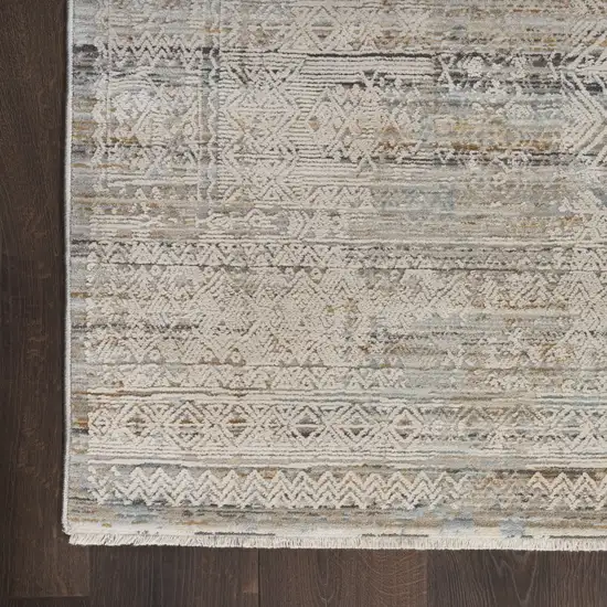 Beige And Ivory Geometric Area Rug Photo 8