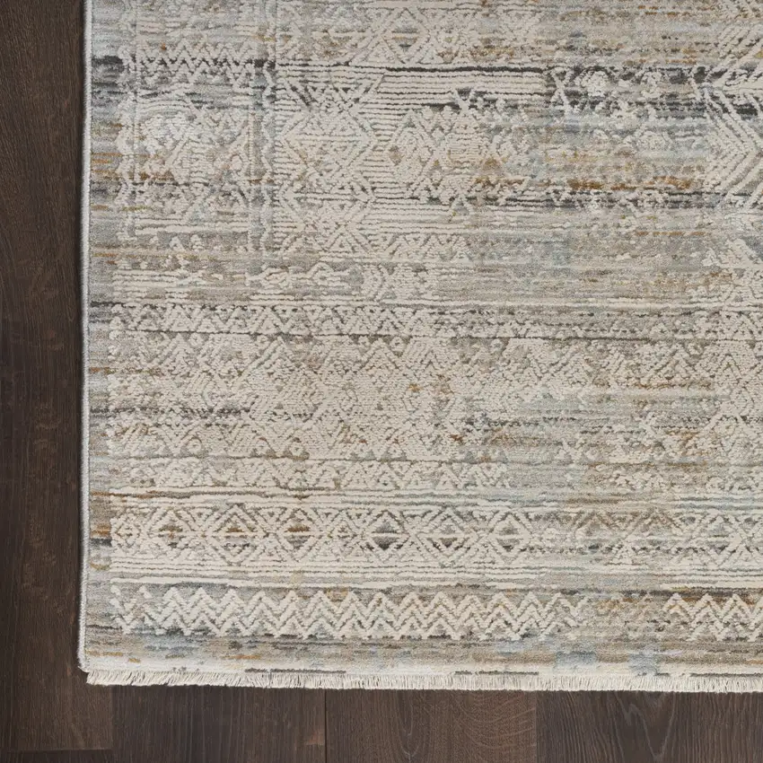 Beige And Ivory Geometric Area Rug Photo 8