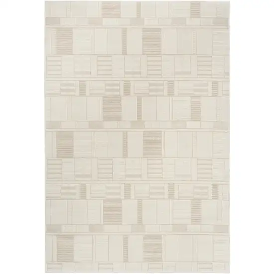 Beige And Ivory Geometric Area Rug Photo 2
