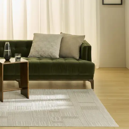 Beige And Ivory Geometric Area Rug Photo 4
