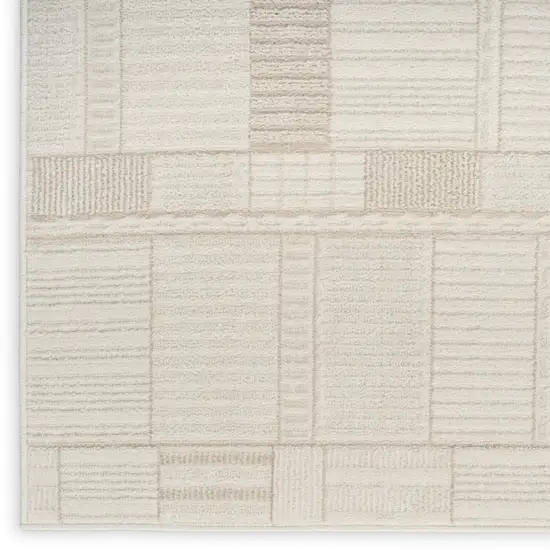 Beige And Ivory Geometric Area Rug Photo 9