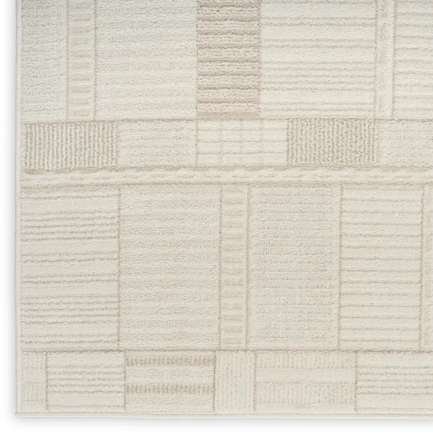 Beige And Ivory Geometric Area Rug Photo 9
