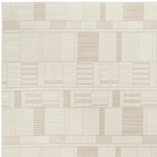 Beige And Ivory Geometric Area Rug Photo 7
