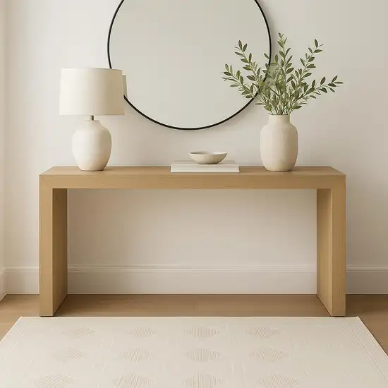 Beige And Ivory Geometric Area Rug Photo 1