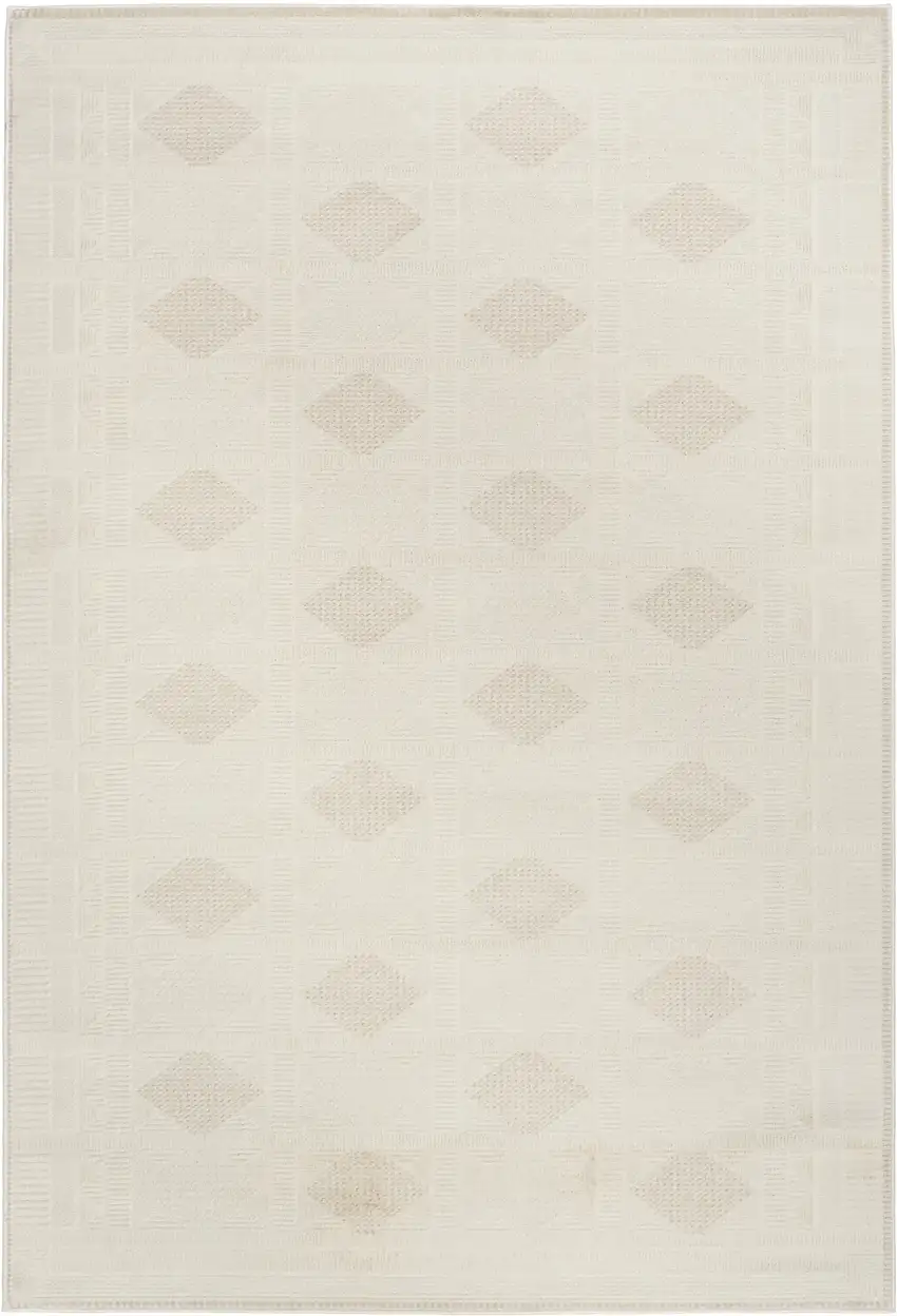Beige And Ivory Geometric Area Rug Photo 2