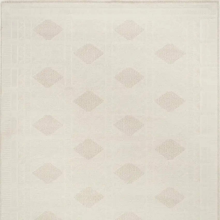 Beige And Ivory Geometric Area Rug Photo 4