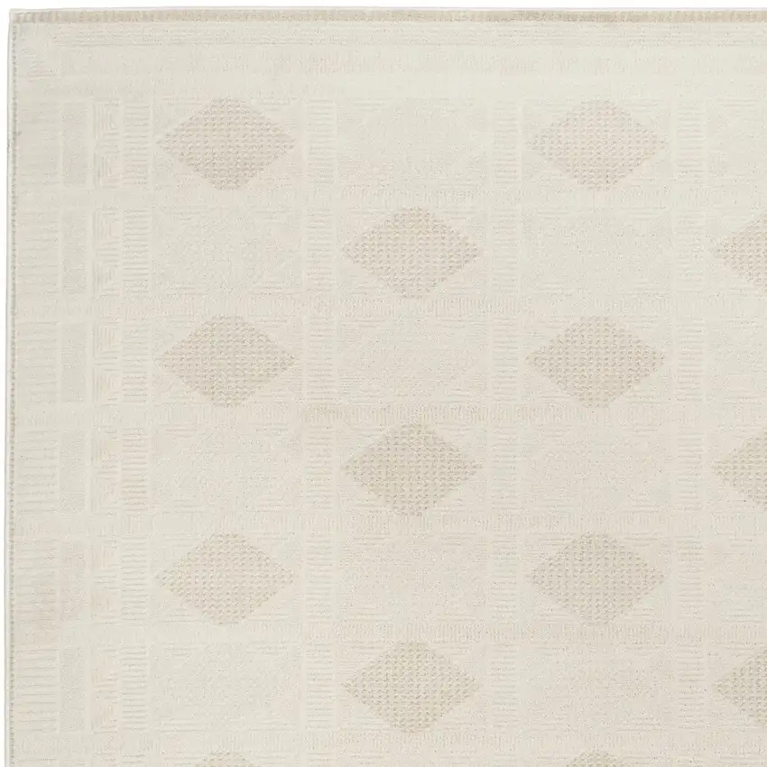 Beige And Ivory Geometric Area Rug Photo 8