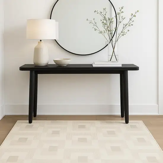 Beige And Ivory Geometric Area Rug Photo 1