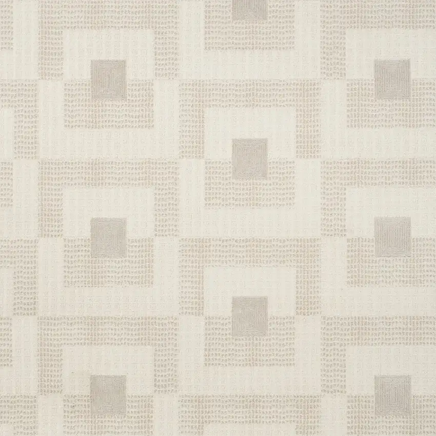 Beige And Ivory Geometric Area Rug Photo 7