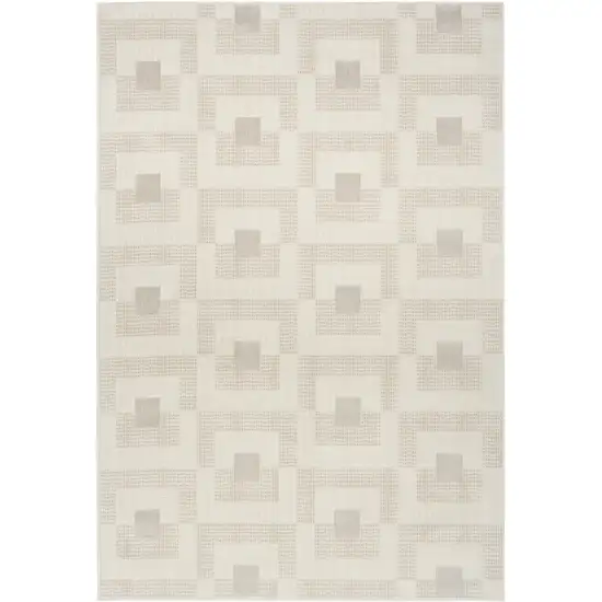 Beige And Ivory Geometric Area Rug Photo 3
