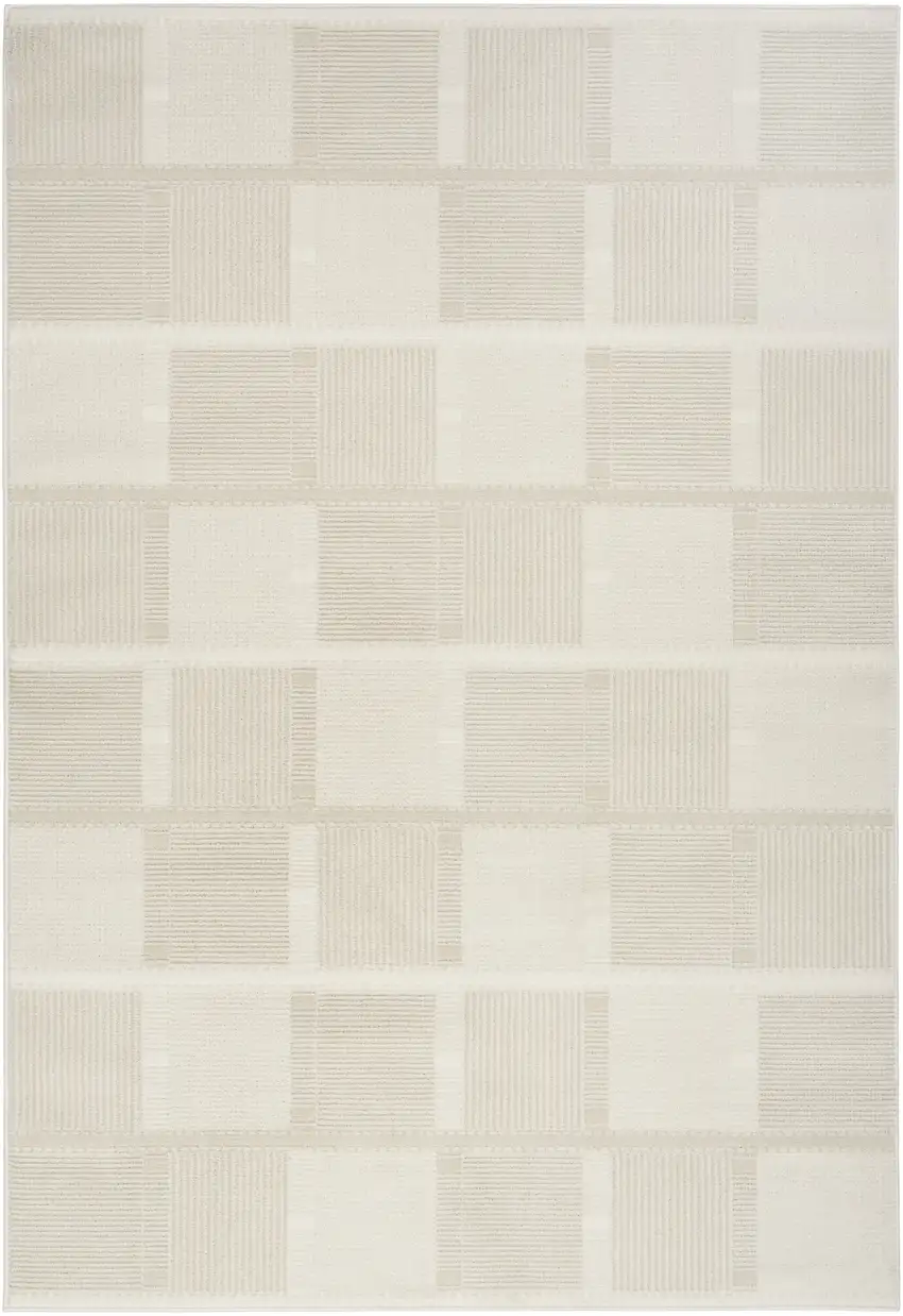 Beige And Ivory Geometric Area Rug Photo 2