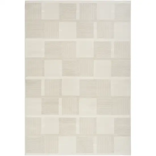 Beige And Ivory Geometric Area Rug Photo 2