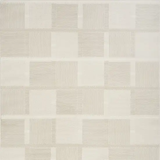 Beige And Ivory Geometric Area Rug Photo 9