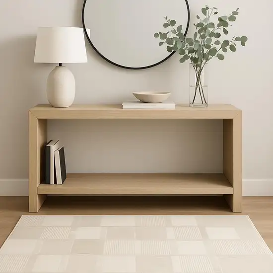Beige And Ivory Geometric Area Rug Photo 1
