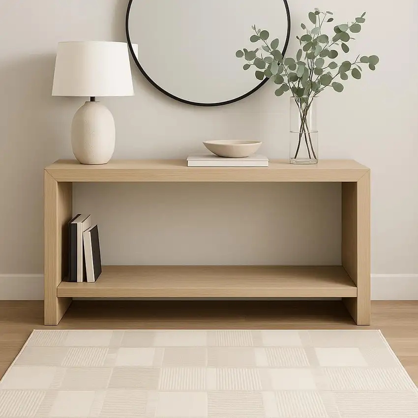 Beige And Ivory Geometric Area Rug Photo 1