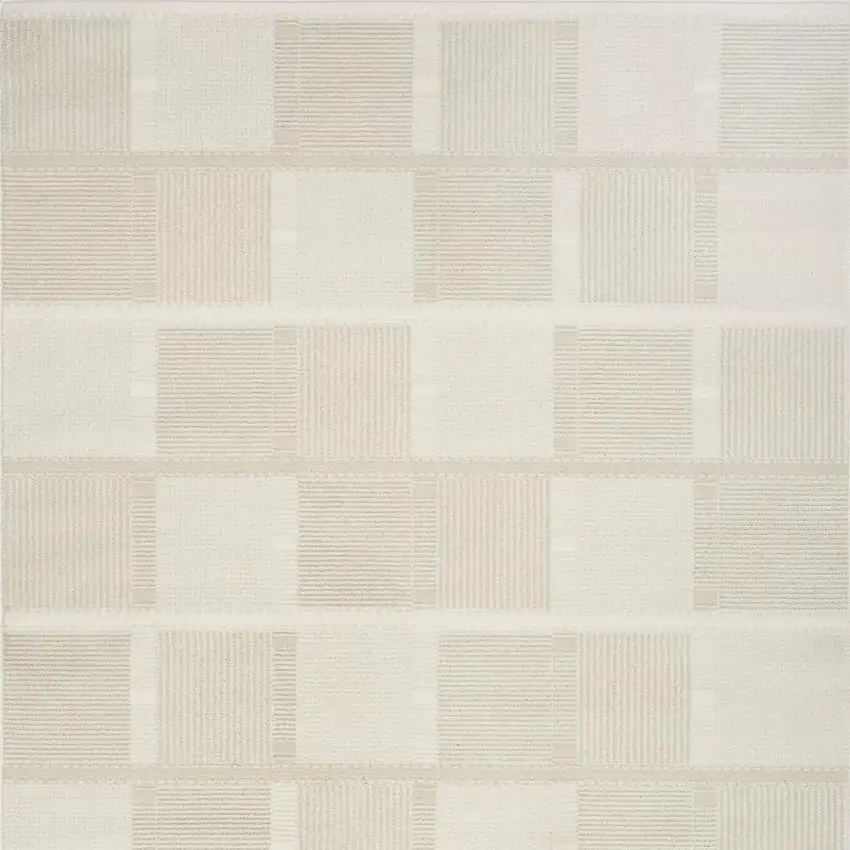 Beige And Ivory Geometric Area Rug Photo 4