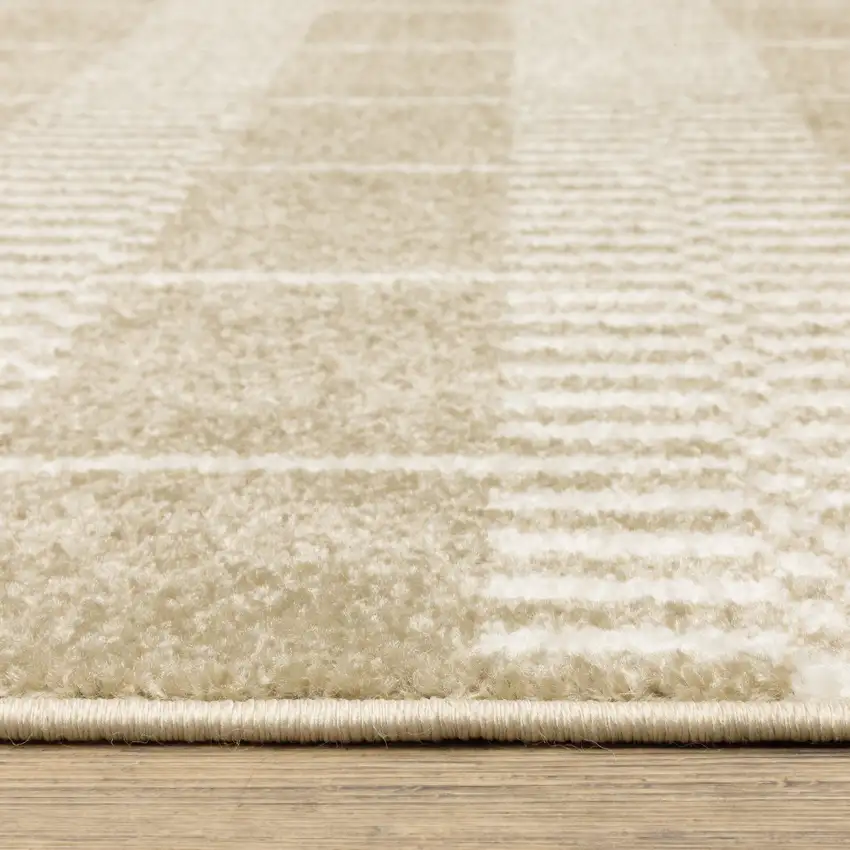 Beige And Ivory Geometric Area Rug Photo 2