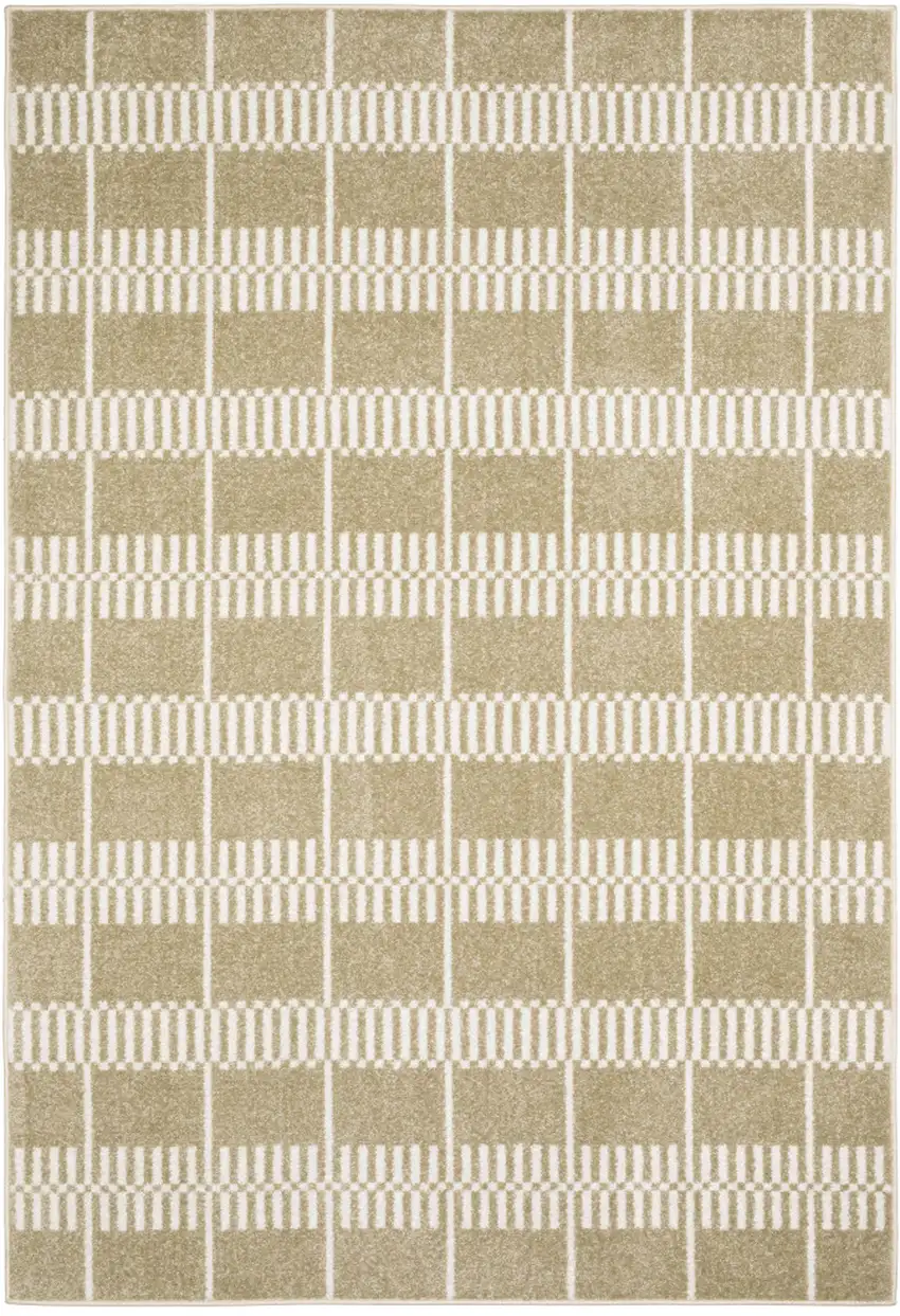 Beige And Ivory Geometric Area Rug Photo 6
