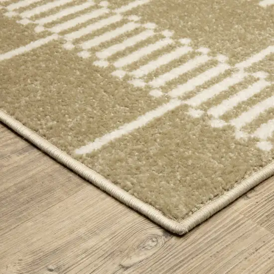 Beige And Ivory Geometric Area Rug Photo 6