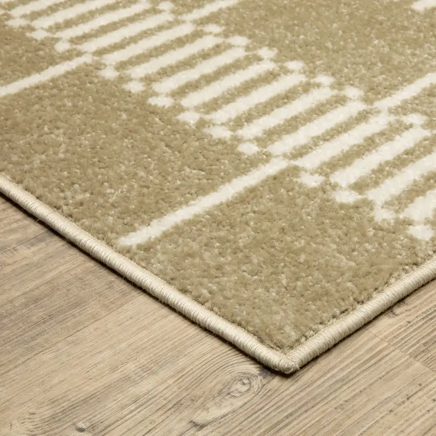 Beige And Ivory Geometric Area Rug Photo 6