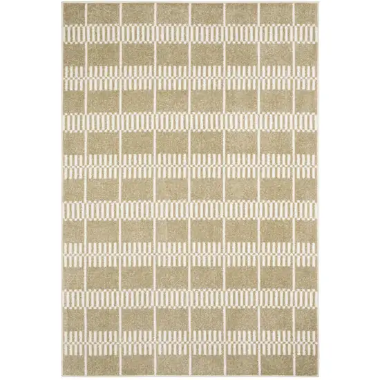 Beige And Ivory Geometric Area Rug Photo 5