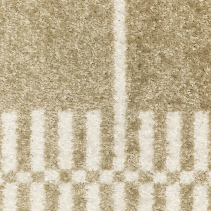 Beige And Ivory Geometric Area Rug Photo 7