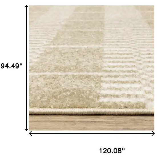 Beige And Ivory Geometric Area Rug Photo 9