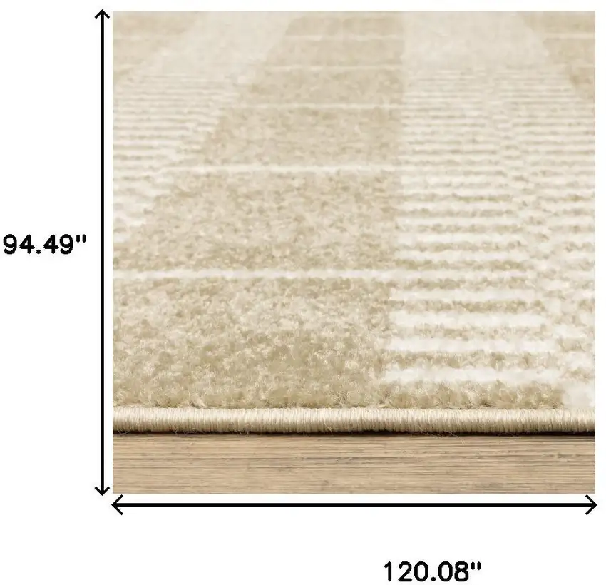 Beige And Ivory Geometric Area Rug Photo 9