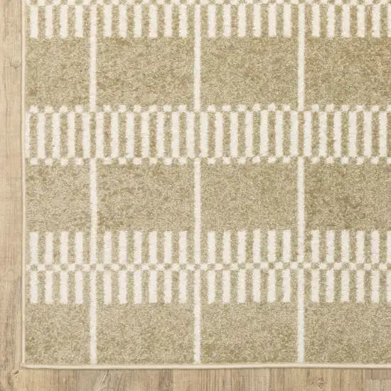 Beige And Ivory Geometric Area Rug Photo 8