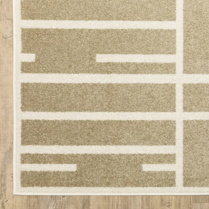 Beige And Ivory Geometric Area Rug Photo 8