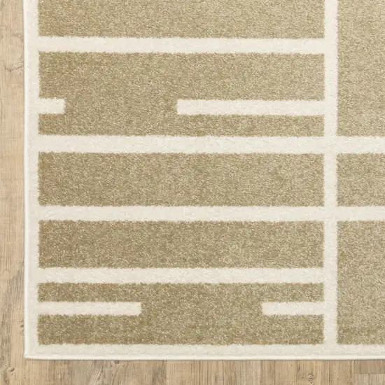 Beige And Ivory Geometric Area Rug Photo 8