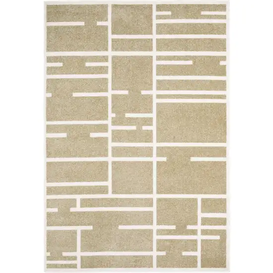 Beige And Ivory Geometric Area Rug Photo 2
