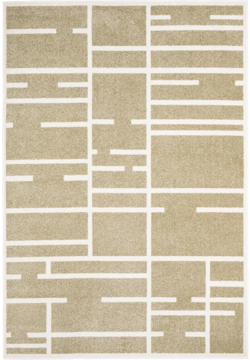 Beige And Ivory Geometric Area Rug Photo 2