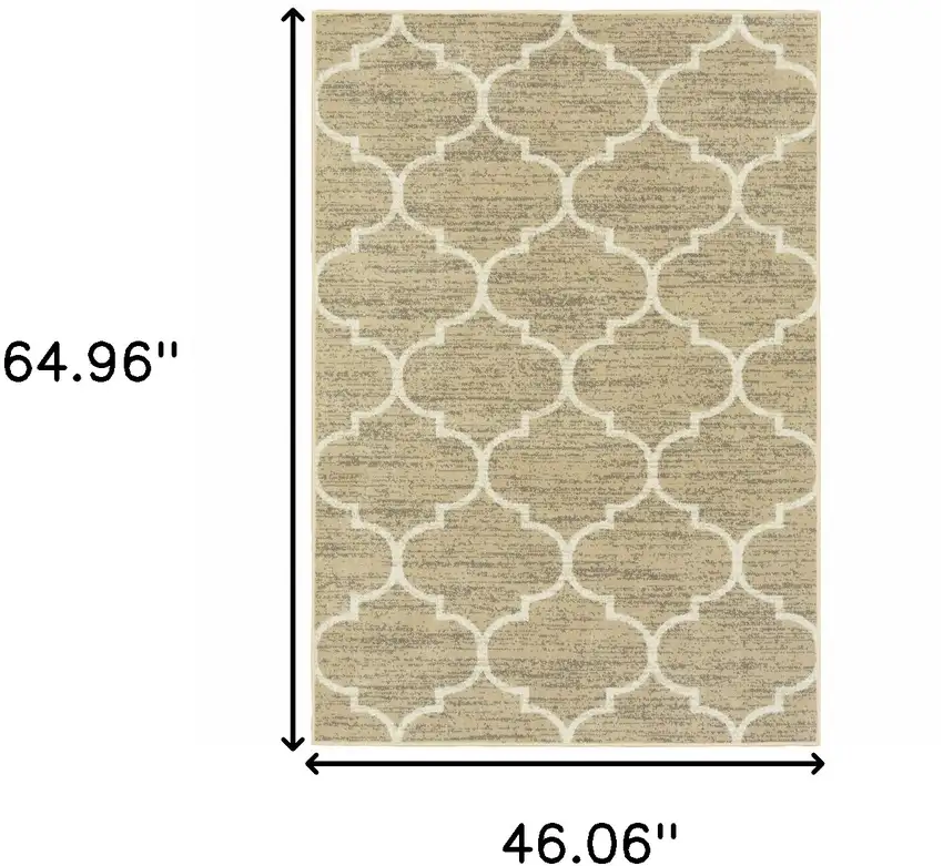 Beige And Ivory Geometric Power Loom Stain Resistant Area Rug Photo 10