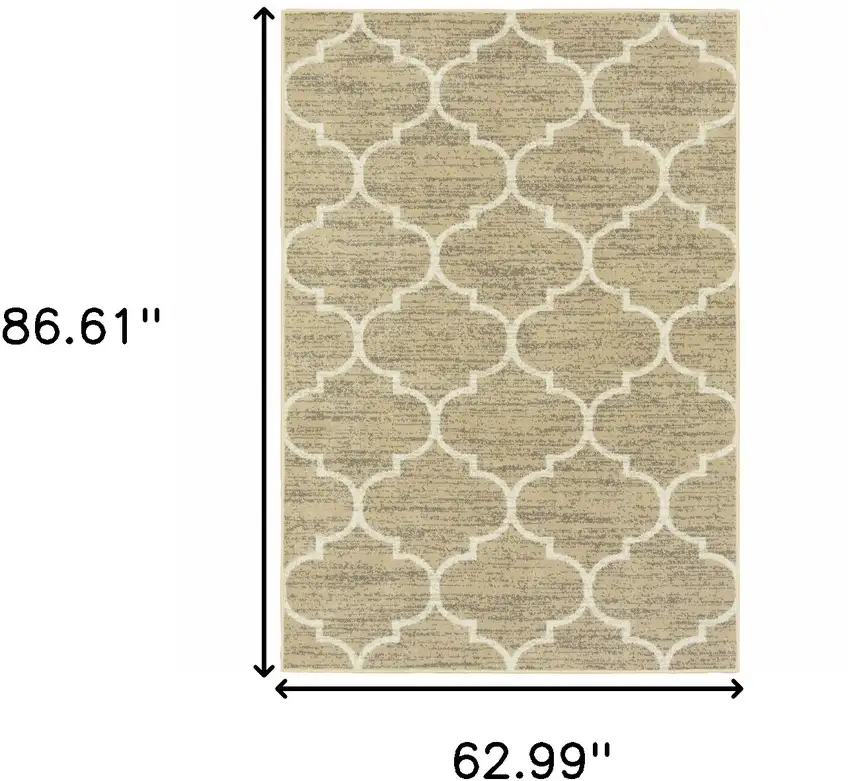 Beige And Ivory Geometric Power Loom Stain Resistant Area Rug Photo 10