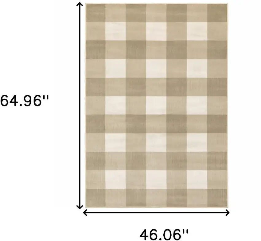 Beige And Ivory Geometric Power Loom Stain Resistant Area Rug Photo 10
