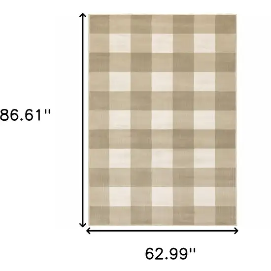 Beige And Ivory Geometric Power Loom Stain Resistant Area Rug Photo 10