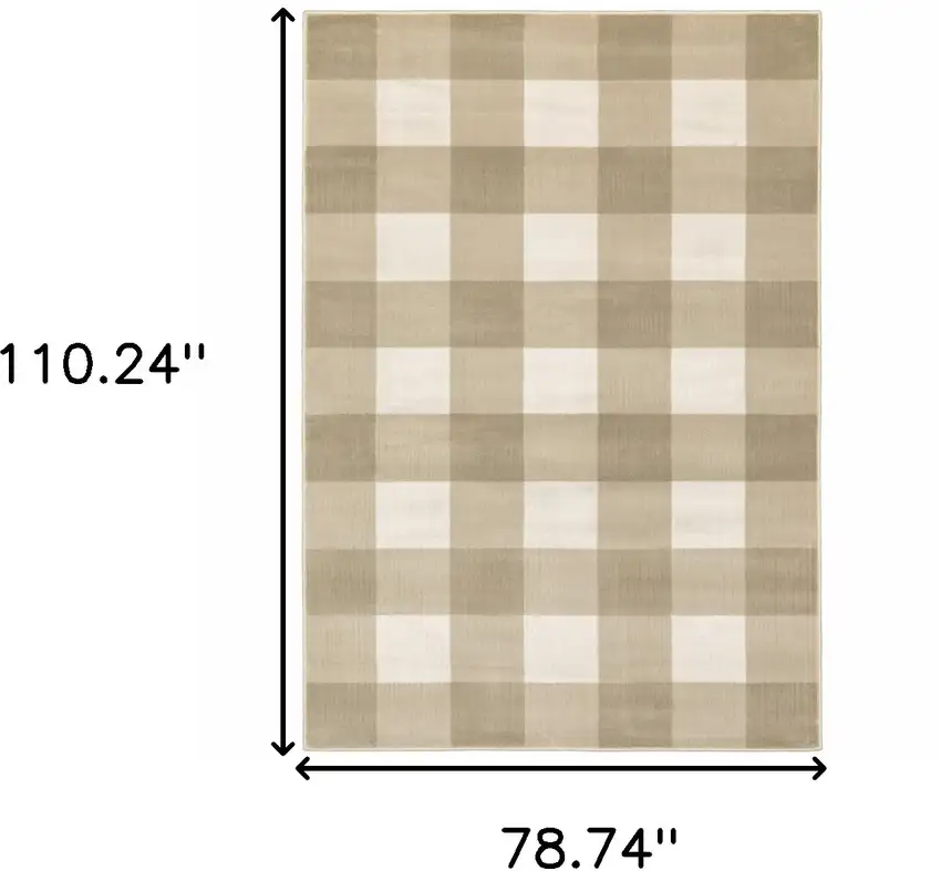 Beige And Ivory Geometric Power Loom Stain Resistant Area Rug Photo 10