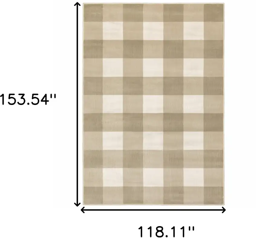 Beige And Ivory Geometric Power Loom Stain Resistant Area Rug Photo 10
