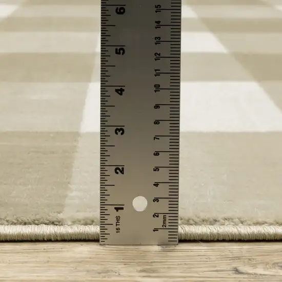 2' X 8' Beige And Ivory Geometric Power Loom Stain Resistant Runner Rug Photo 8