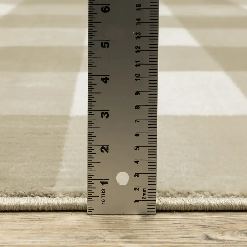 2' X 8' Beige And Ivory Geometric Power Loom Stain Resistant Runner Rug Photo 8