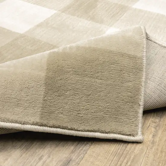 2' X 8' Beige And Ivory Geometric Power Loom Stain Resistant Runner Rug Photo 9