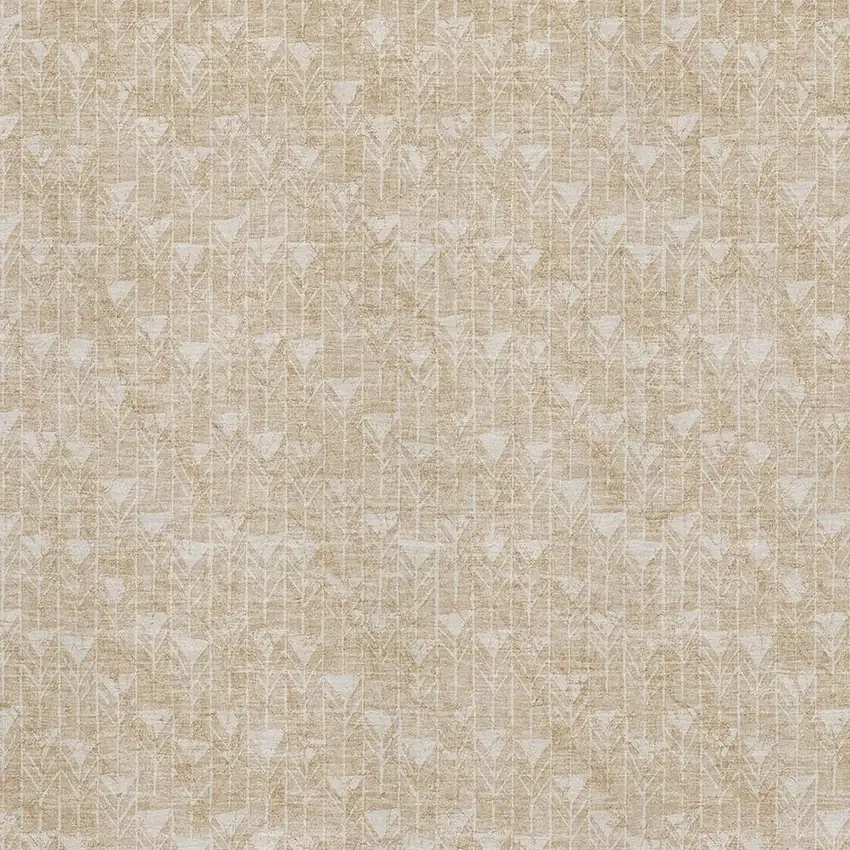 Beige And Ivory Geometric Washable Area Rug With UV Protection Photo 3